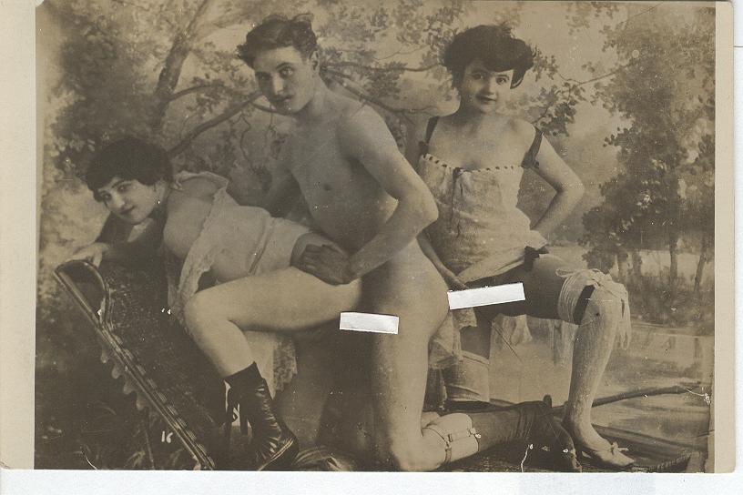 Vintage X Rated Two Girls and One Guy covered circa 1920 larger image